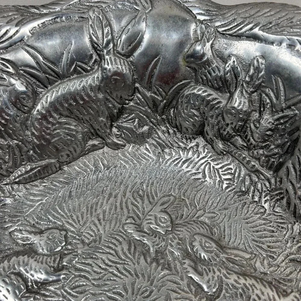 Vintage Arthur Court Bunny Rabbit Aluminum Serving Bowl